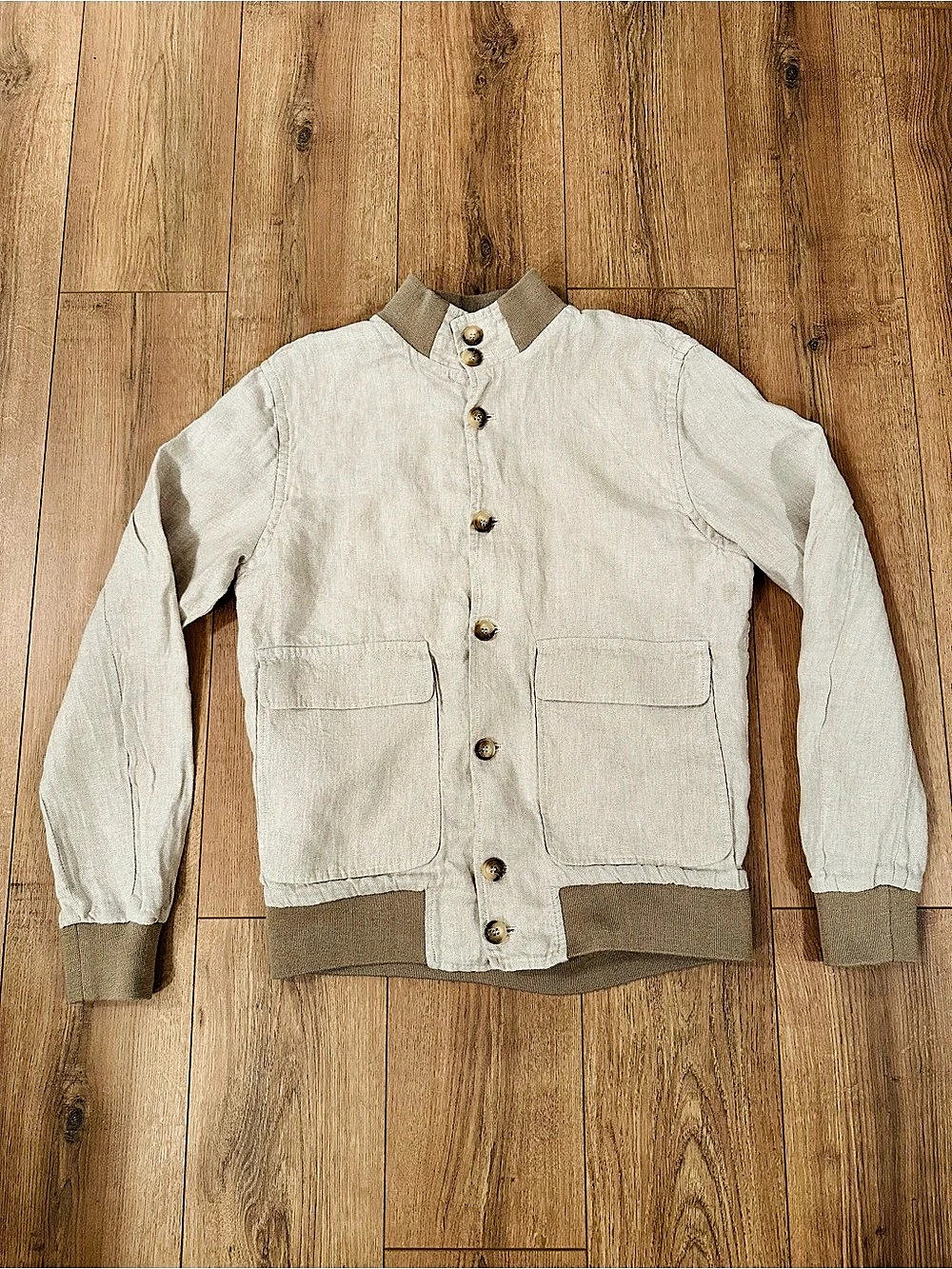 Orchidea Bomber Lighe Linen Jacket Beige & Brown Medium